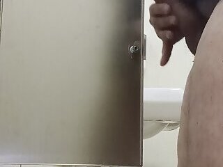 HORNY PUBLIC RESTROOM JERK OFF N CUM